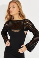 Kadın Siyah Ajurlu Bolero YV115