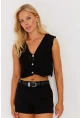 Kadın Siyah Ajurlu Triko Yelek YZ627