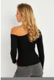 Kadın Siyah Asimetrik Yaka Bluz CG376