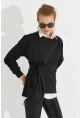 Kadın Siyah Bağlamalı Sweatshirt MYİ2493