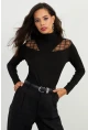 Kadın Siyah Balıkçı Bluz BK1548