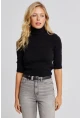 Kadın Siyah Balıkçı Yaka Triko Kazak KZ2499