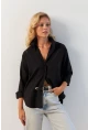 Kadın Siyah Basic Gömlek HNT02