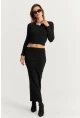 Kadın Siyah Basic Kaşkorse Alt- Üst Takım XL2042