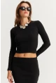 Kadın Siyah Basic Kaşkorse Alt- Üst Takım XL2042