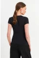 Kadın Siyah Basic T-Shirt FLS07