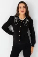 Kadın Siyah Bebe Yaka Nakışlı Gömlek MQS5378