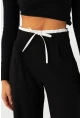 Kadın Siyah Beli Bağlamalı Palazzo Pantolon ELA3972