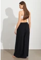 Kadın Siyah Beli Lastikli Bürümcük Pantolon ROP105