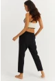 Kadın Siyah Beli Lastikli Muslin Pantolon İS3873