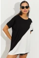 Kadın Siyah-Beyaz Asimetrik Bloklu Bluz ST2024