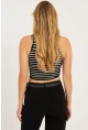 Kadın Siyah-Beyaz İkili Çizgili Crop Bluz CG346