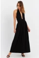 Kadın Siyah Boyun Bağlamalı Maxi Elbise EY3075