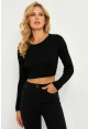 Kadın Siyah-Camel Sırtı Açık Bluz YV270