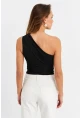 Kadın Siyah Çapraz Yaka Crop Bluz B6082-90