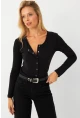 Kadın Siyah Çıtçıt Kapamalı Bluz RLO3032