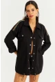 Kadın Siyah Çıtçıtlı Denim Gömlek Ceket İS2120