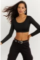 Kadın Siyah Crop Bluz CG261