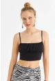 Kadın Siyah Crop Bluz ZH259