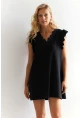 Kadın Siyah Dantel Detaylı Bürümcük Mini Elbise HOL2081