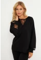 Kadın Siyah Dantel Detaylı Sweatshirt EY2906