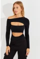Kadın Siyah Dekolteli Çıtçıtlı Body MEN2009