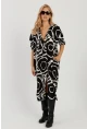 Kadın Siyah Desenli Gömlek Elbise LV174
