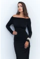 Kadın Siyah Drapeli Maxi Elbise SHR7