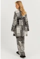 Kadın Siyah-Ekru Desenli Kimono Takım GÇ156