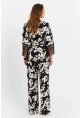 Kadın Siyah-Ekru Desenli Kimono Takım MELT1031