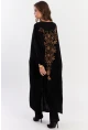 Kadın Siyah Etnik Desenli Maxi Dokuma Elbise ALO318