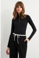 Kadın Siyah Fermuarlı Basic Body CY353