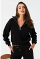 Kadın Siyah Fermuarlı Sweatshirt DY1463