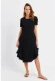 Kadın Siyah Fırfırlı Basic Elbise MALB5005