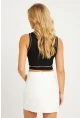 Kadın Siyah Fitilli Crop Bluz CG359