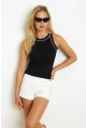 Kadın Siyah Halter Yaka Kaşkorse Bluz AYD326