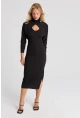 Kadın Siyah İkili Bolerolu Midi Elbise KED133