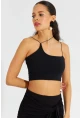 Kadın Siyah İp Askılı Crop Bluz B2594
