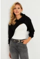 Kadın Siyah Kapüşonlu Crop Sweatshirt  TF03