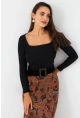 Kadın Siyah Kare Yaka Kaşkorse Bluz GA101