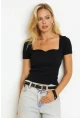 Kadın Siyah Kaşkorse Bluz AYD325