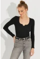 Kadın Siyah Kaşkorse Bluz Yİ2496