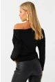 Kadın Siyah Kayık Yaka Bluz DMR382-1