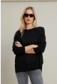 Kadın Siyah Kayık Yaka Triko Bluz MYİL561