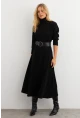 Kadın Siyah Kemerli Balıkçı Yaka Elbise MKSD992