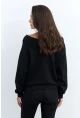 Kadın Siyah Kısa Sweatshirt TF16