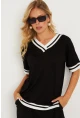 Kadın Siyah Kontrast Bluz ST836