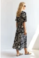 Kadın Siyah Kruvaze Desenli Midi Elbise YZ1152