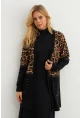 Kadın Siyah Leopar Bloklu Hırka MPK812