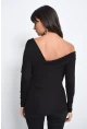 Kadın Siyah Madonna Yaka Bluz B10
